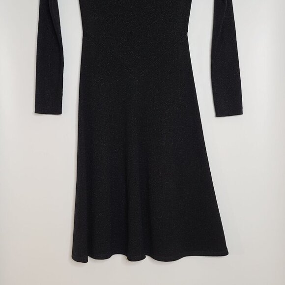 Hugo Boss‎ Frikka Cold Shoulder Wool Blend Dress Black Long Sleeve Mock Neck S - Picture 5 of 9